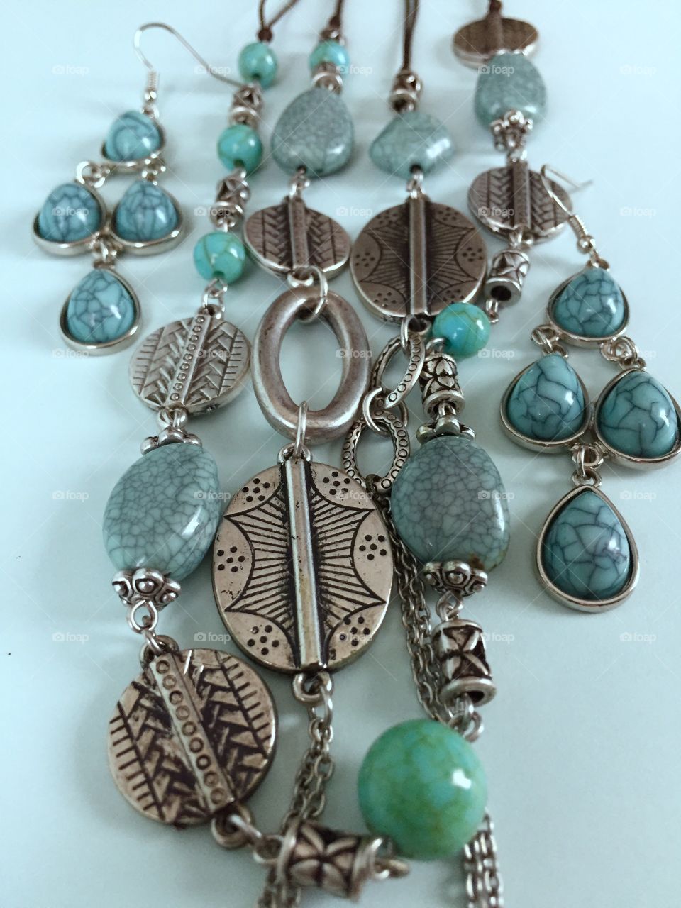 Faux Turquoise and Silver Jewelry