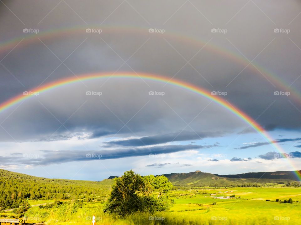 Rainbow in sky