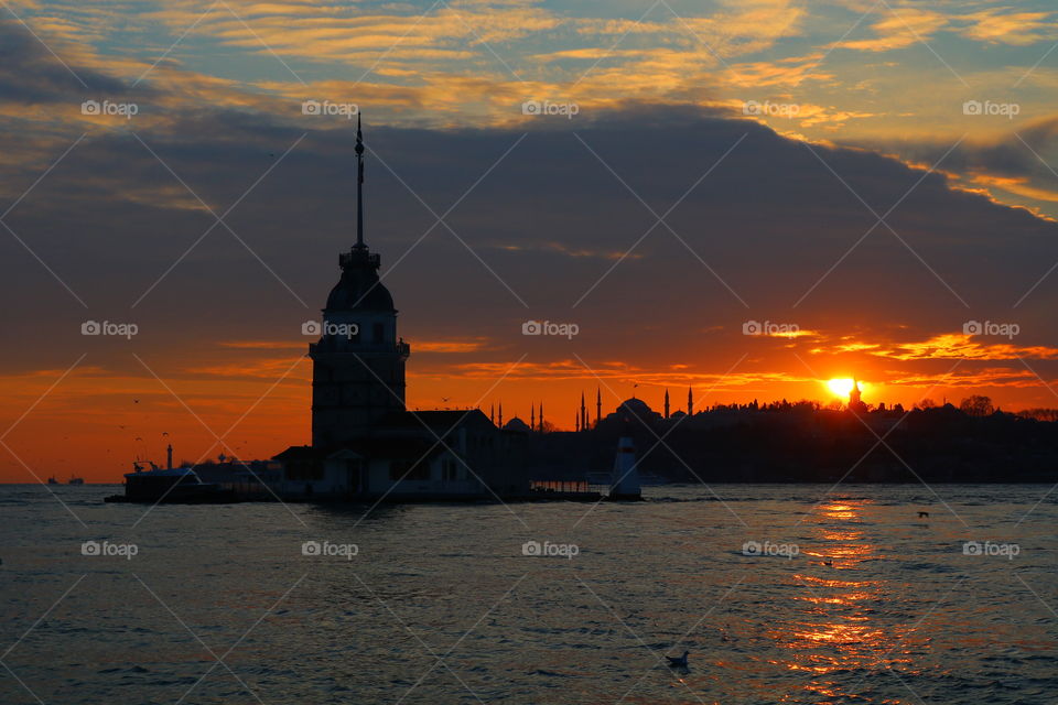 maiden's tower at sunset