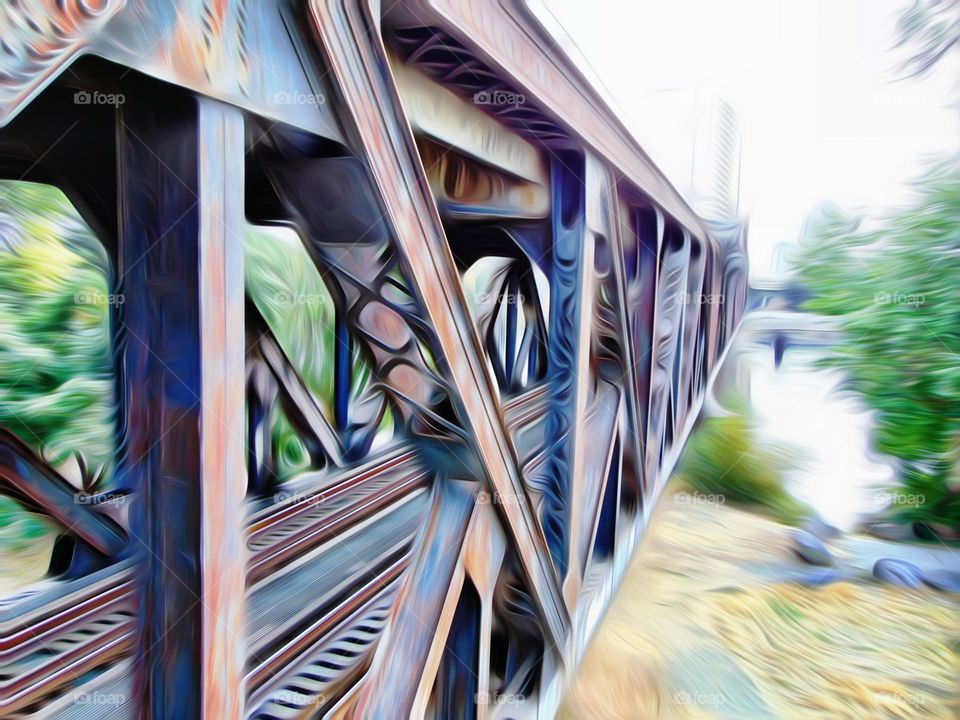 digital painting railroad transportation Bridge