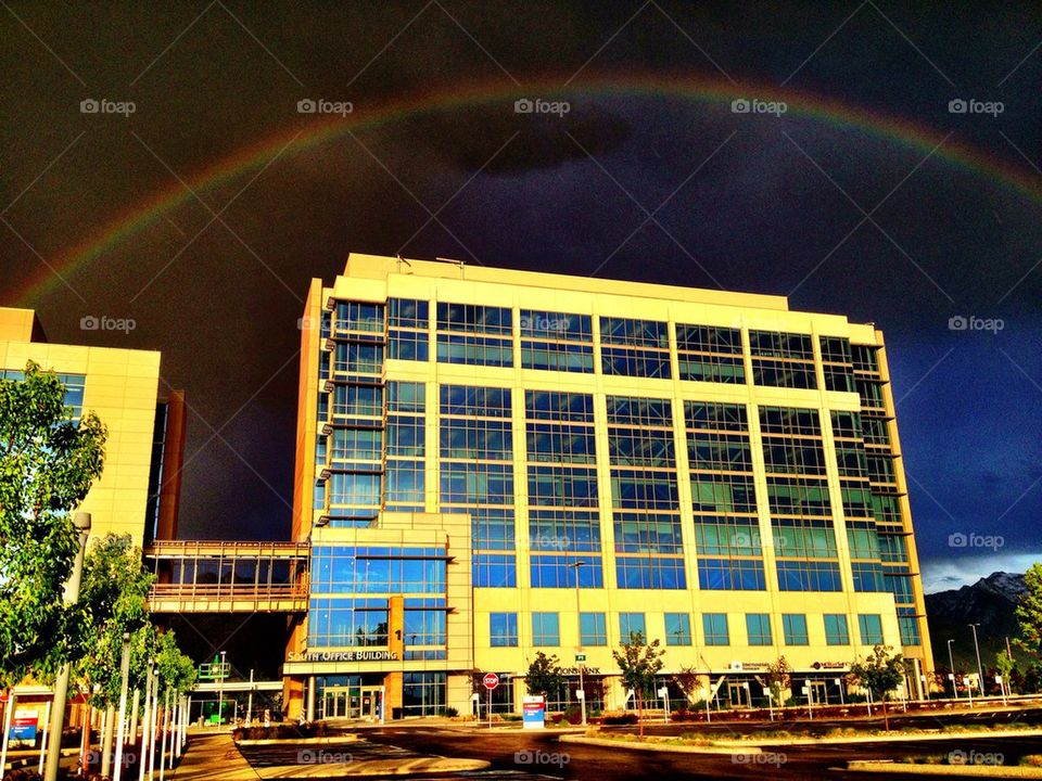 Building with rainbow