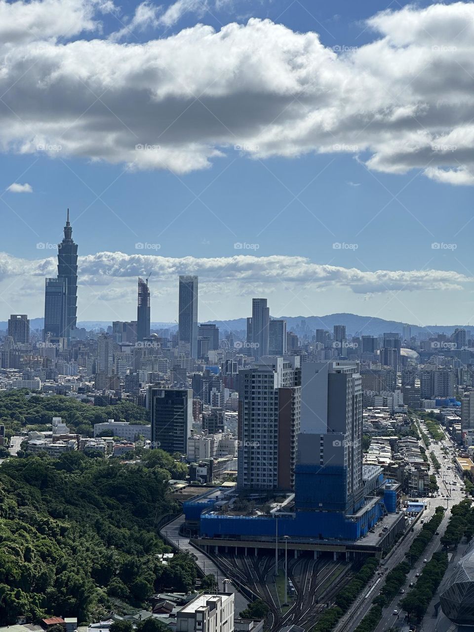 Panorama view of Taipei as seen from a skyscraper in Nangang 