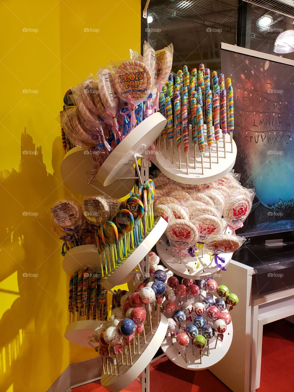 lollipop display in candy shop
