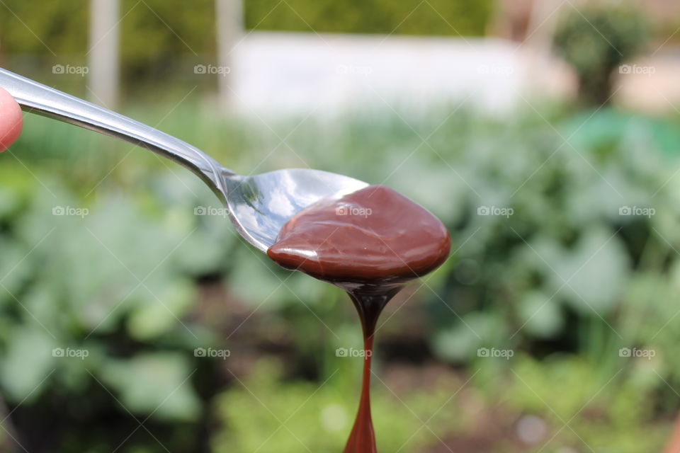 chocolate on a spoon