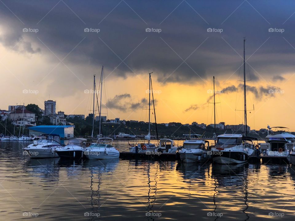 Boats at sunset