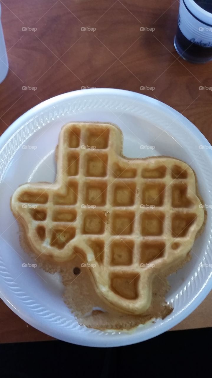 Texas Waffle. Texas-shaped waffle at a hotel in Amarillo