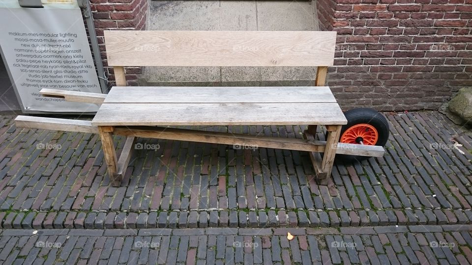 Ingenious wooden bench.