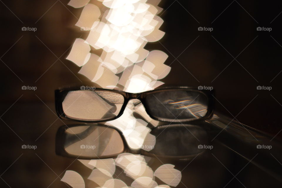 glasses bokeh indoor