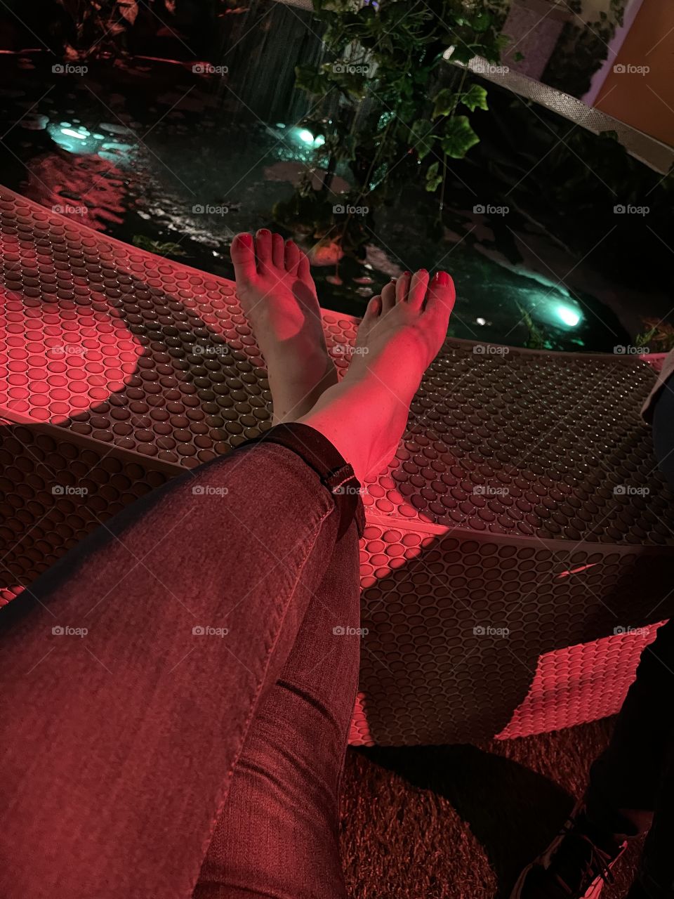 Feet by fountain