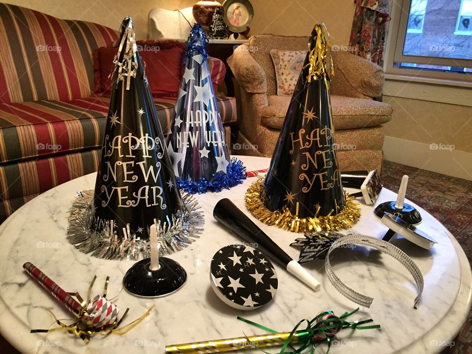 New Year's eve preparations and decorations. 