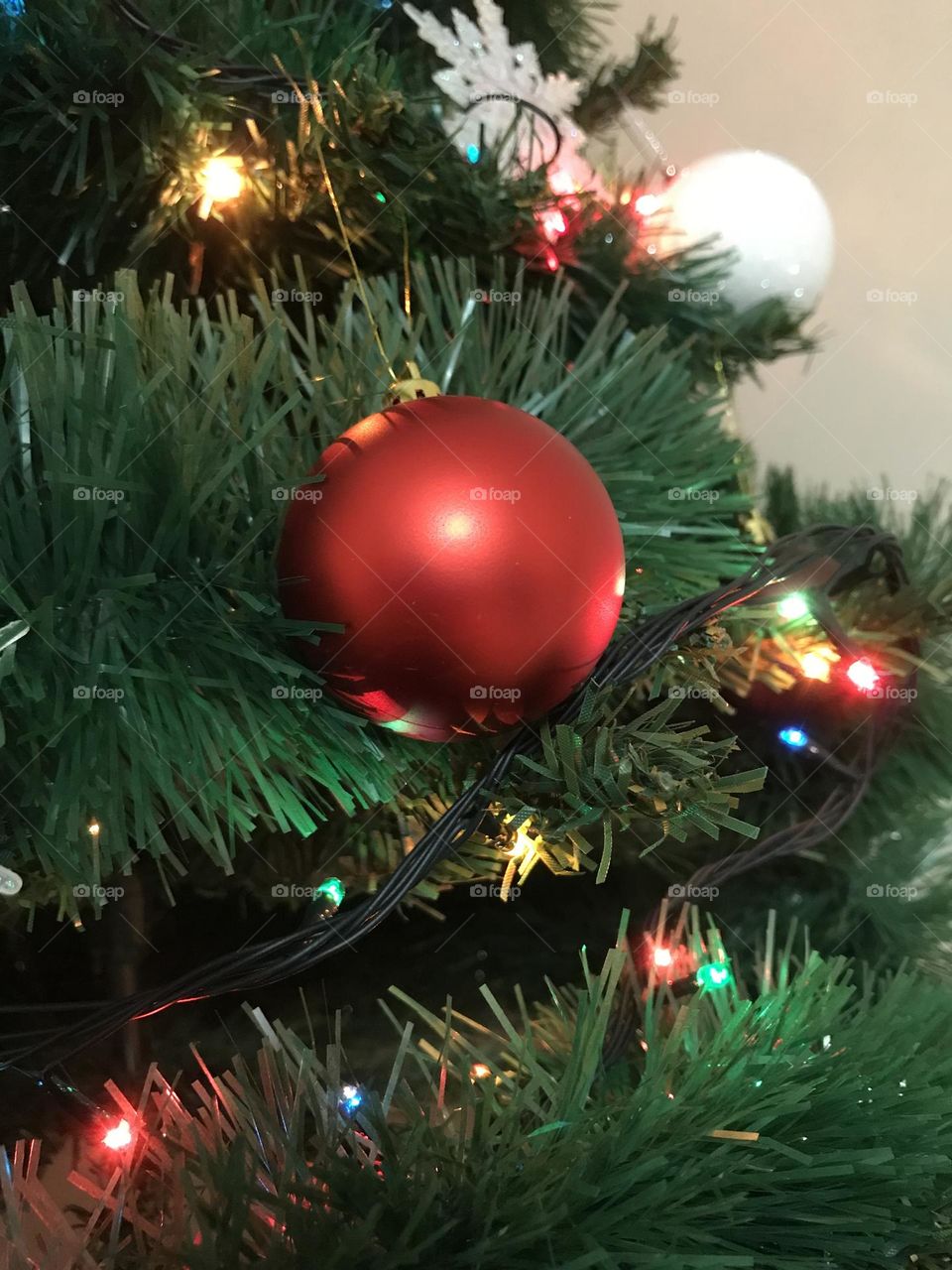 Christmas tree with ornaments.