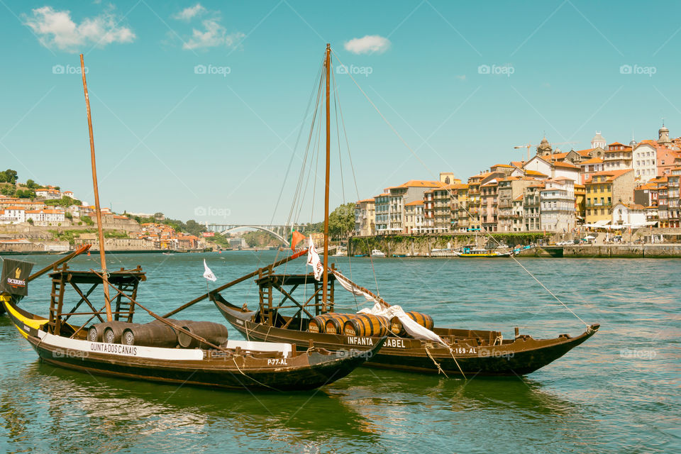 Boats in the bay of Porto - Portugal