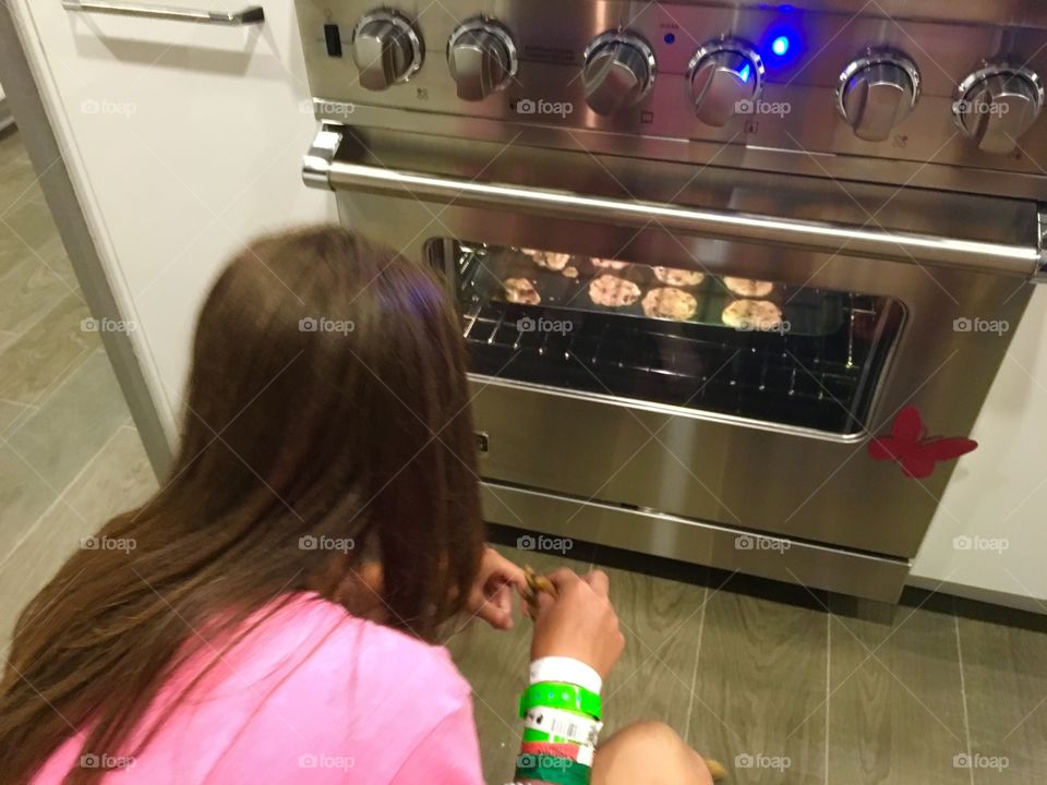 Girl baking cookies
