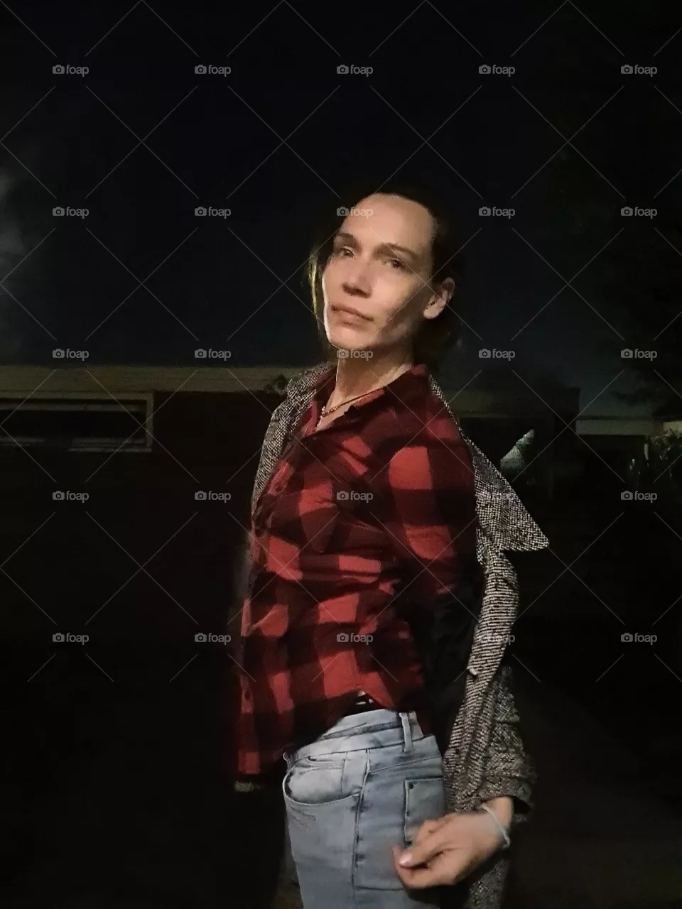 Woman outside in backyard