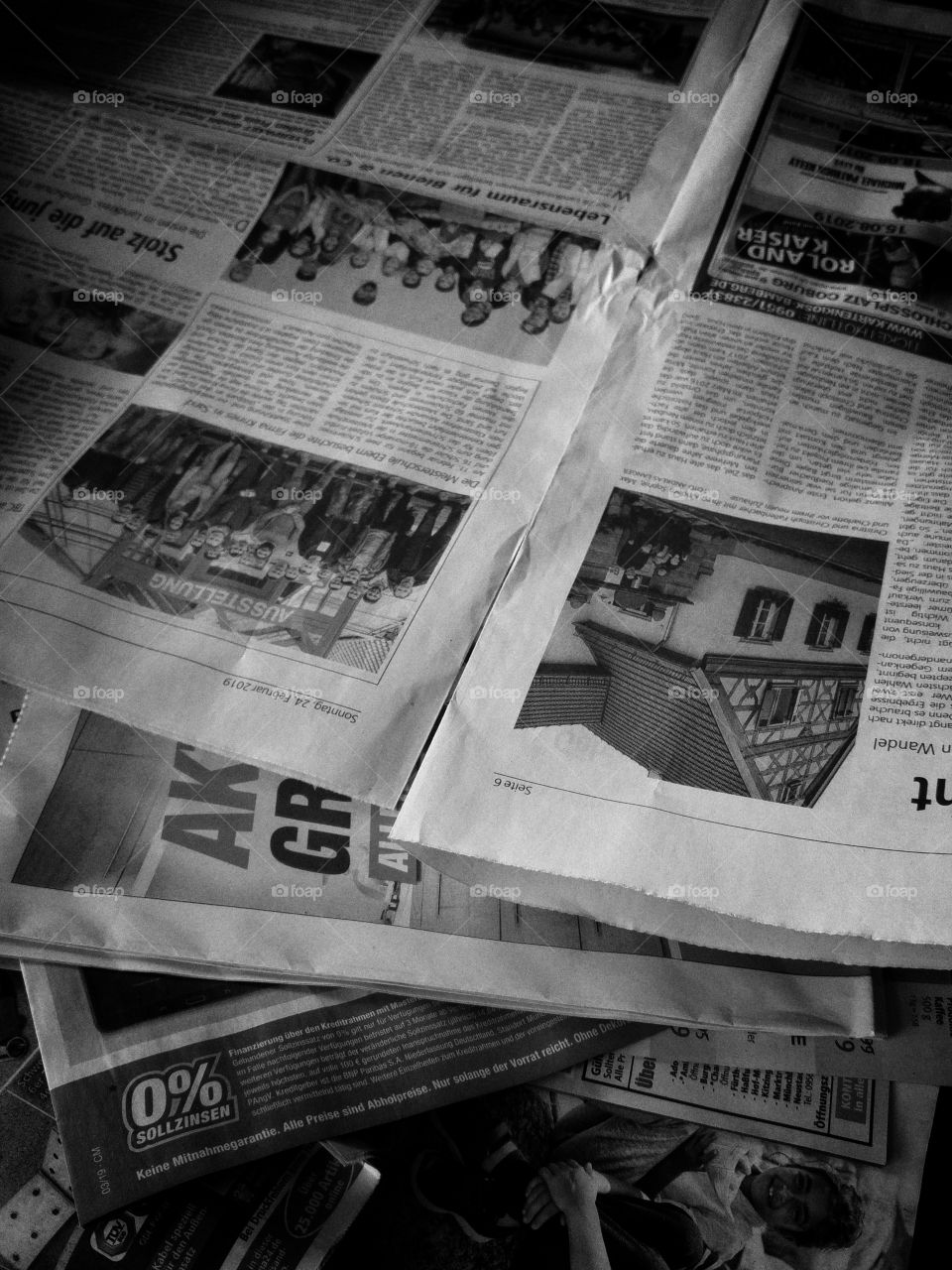 Newspaper in black