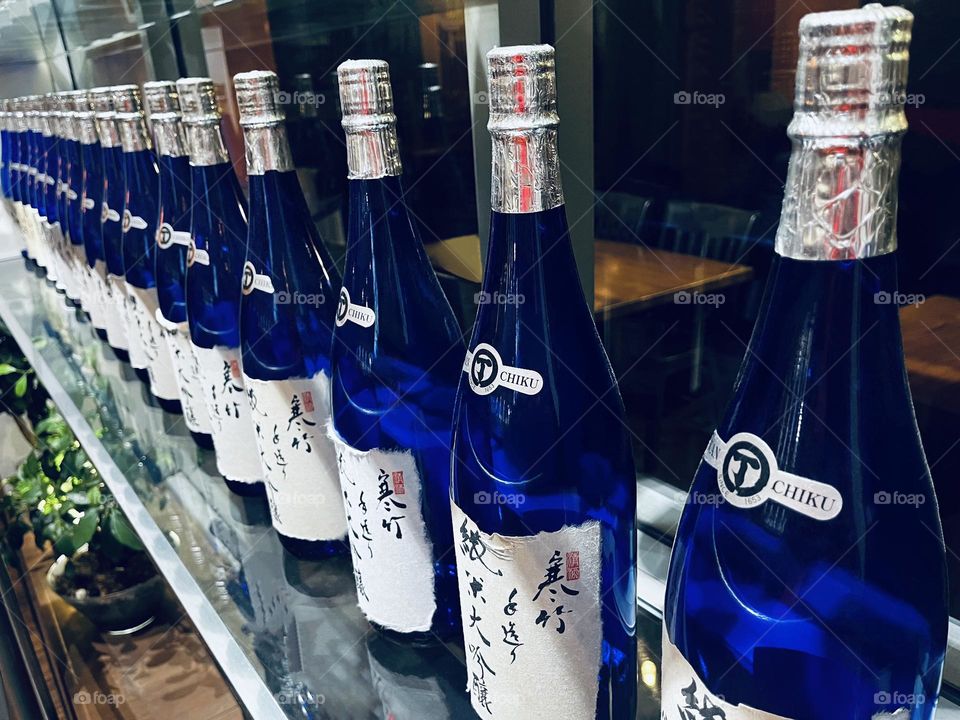 Blue Sake Bottles