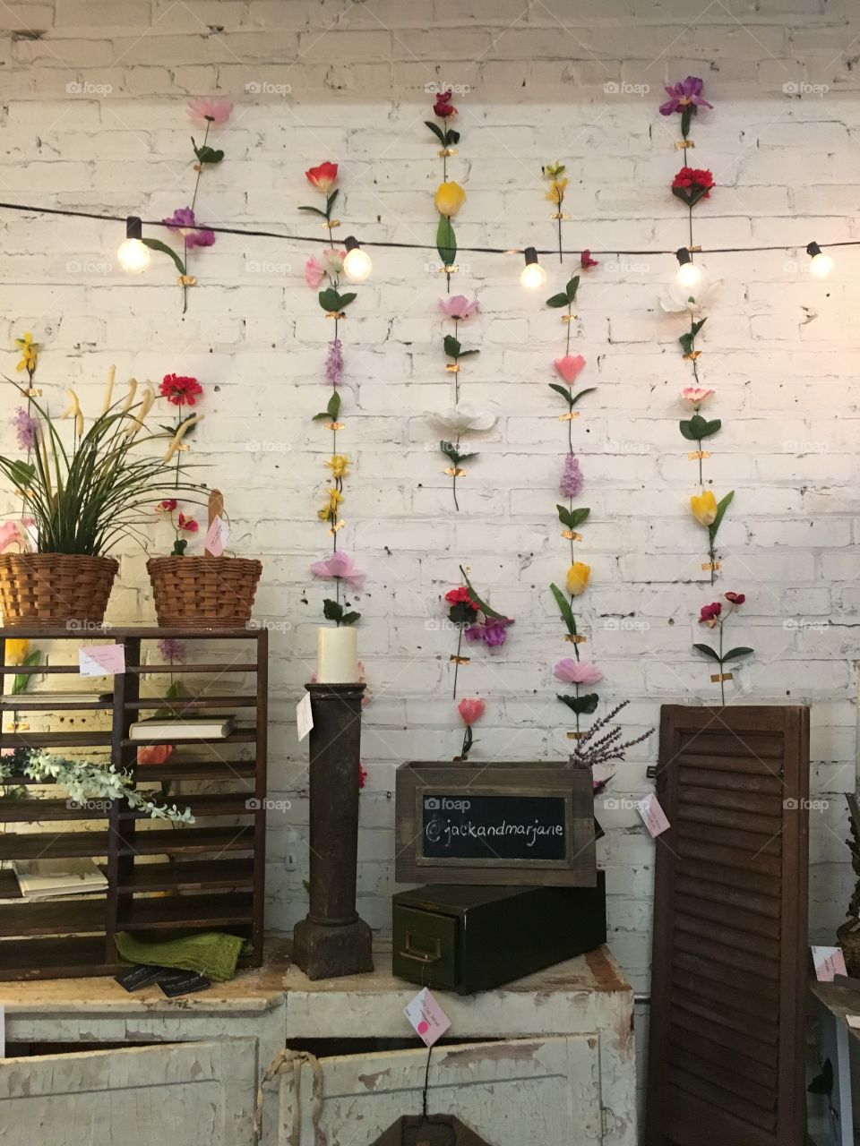 Floral wall decor at an antique mall!