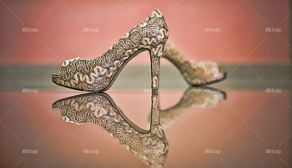 reflection of wedding heels