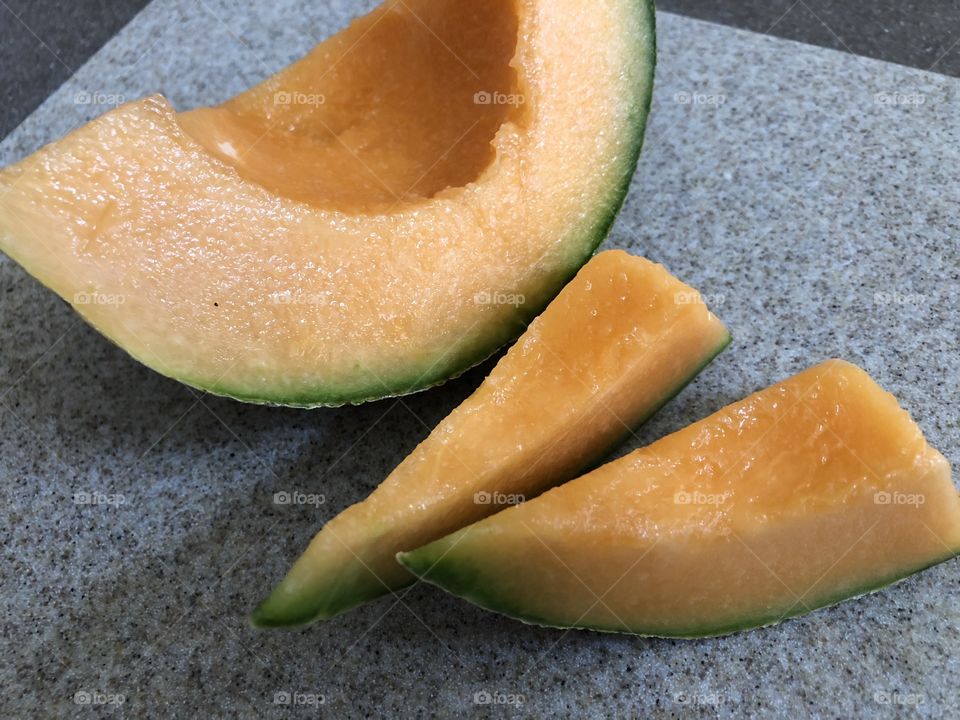 Cantelope cut into wedges