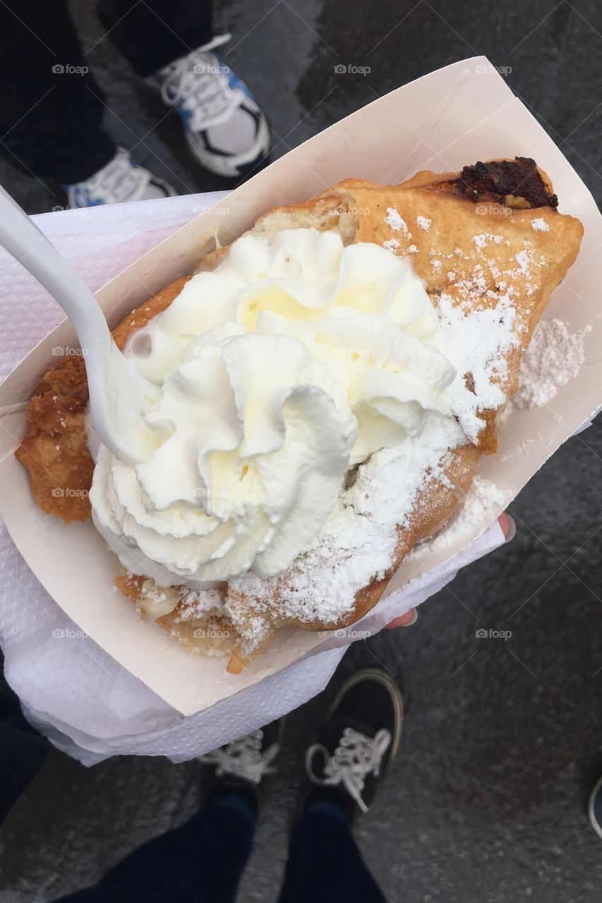 Deep fried pumpkin pie at the New York State Fair in Syracuse, NY. 