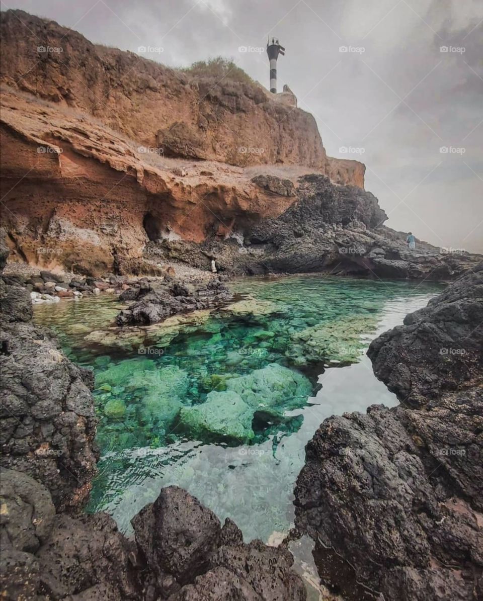 A beautiful rock by the river side