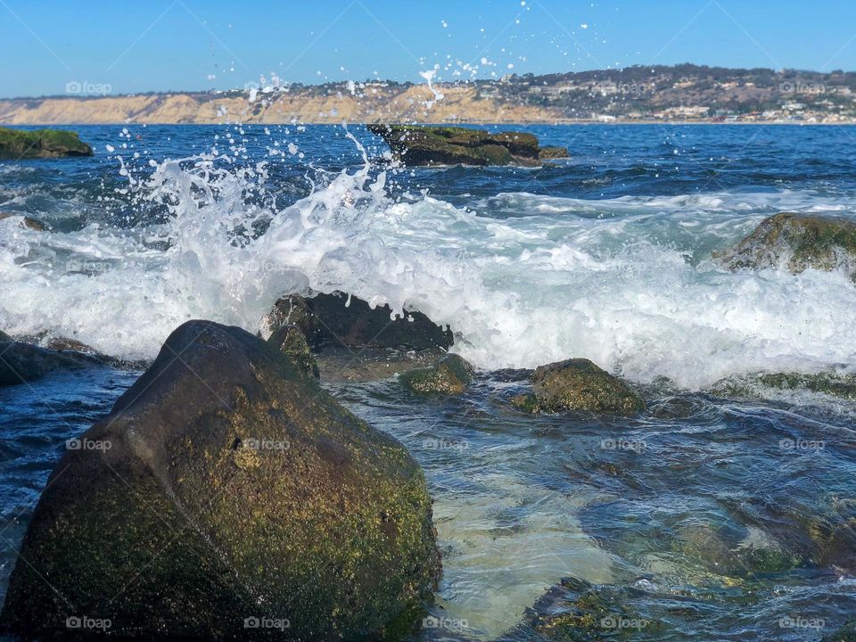 Waves crashing at La Jolla Cove