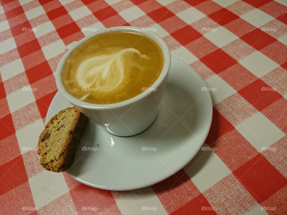 cappuccino with love. cappuccino with biscotti made by my friend in Amsterdam, the Netherlands 2015 January 
