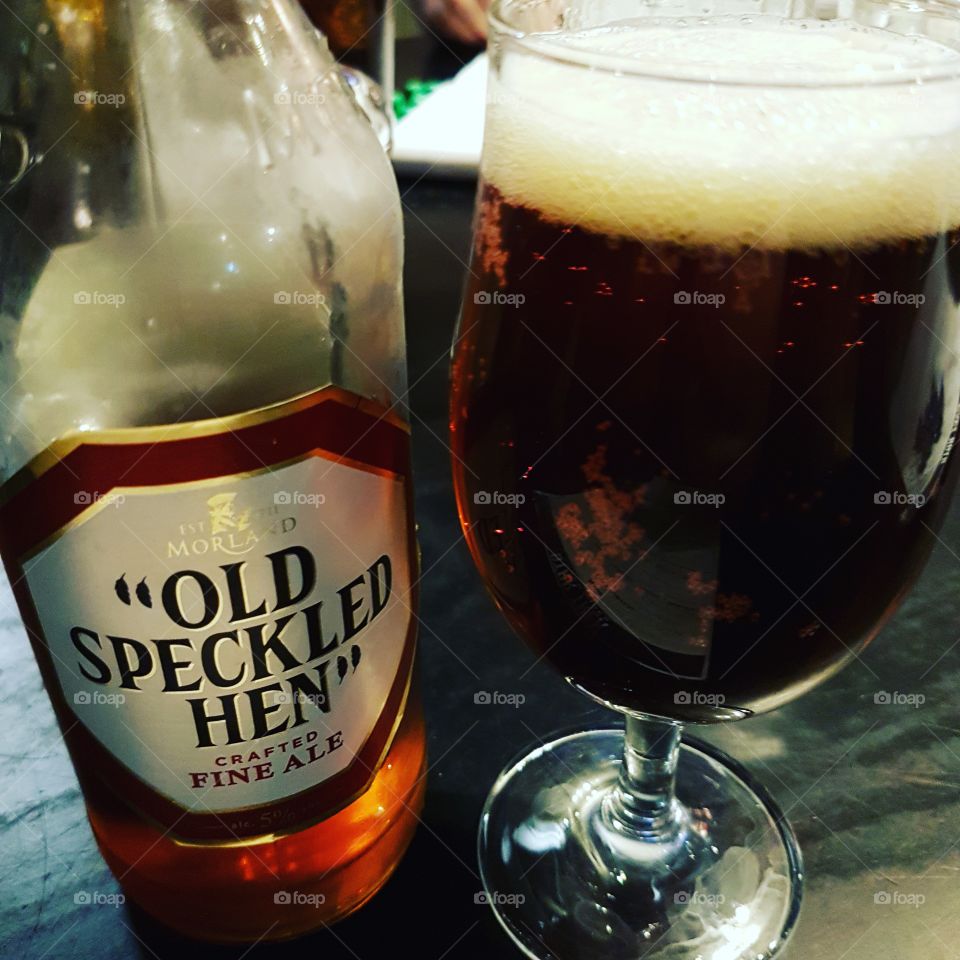 Old Speckled Hen. A lovely pale ale for after work.