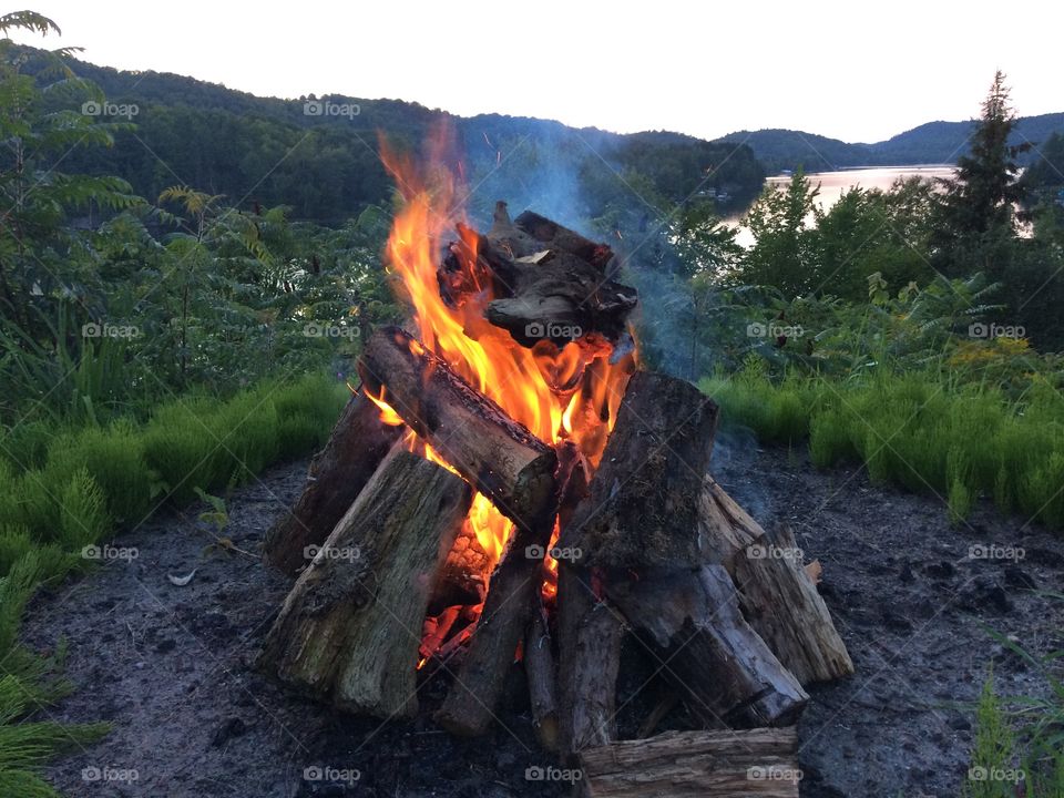 Campfire on mountain top