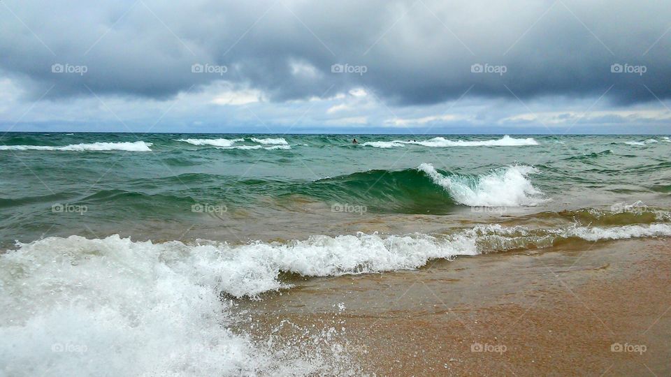 Beautiful waves on the big lake