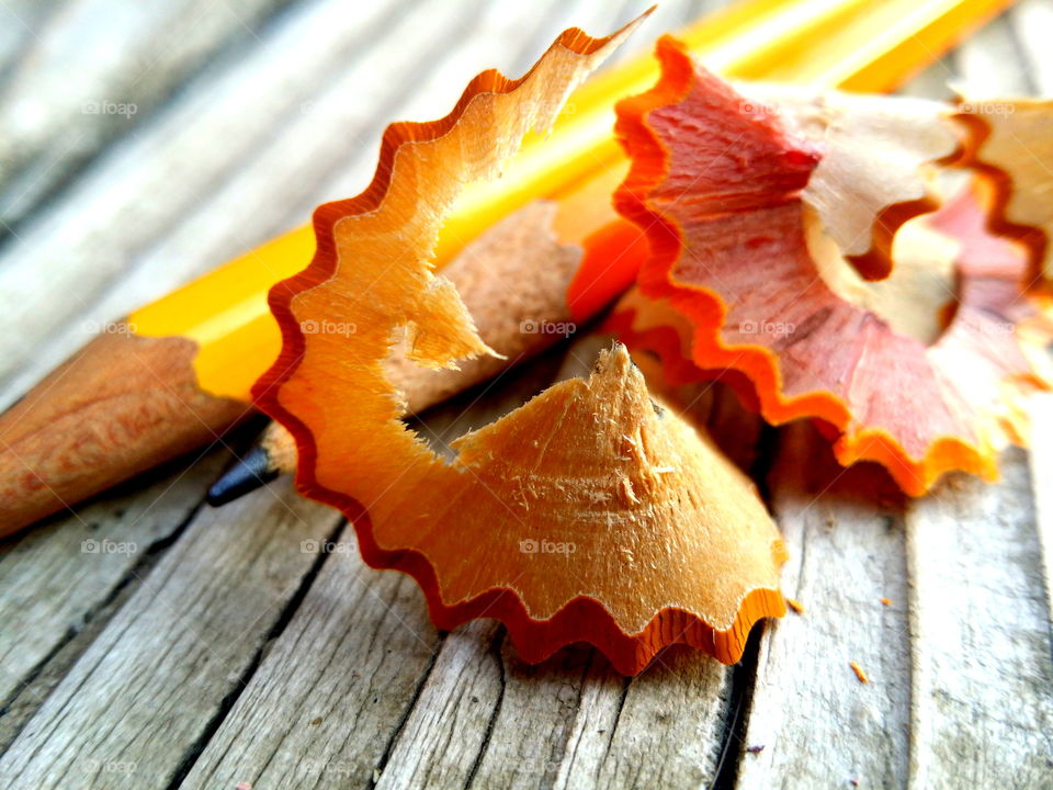 Close-up of pencil shavings