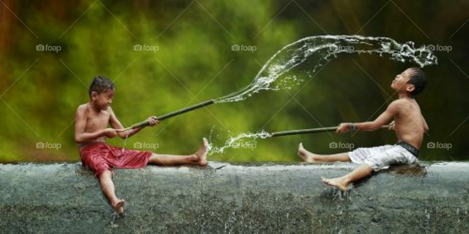 kids & water in the jungle