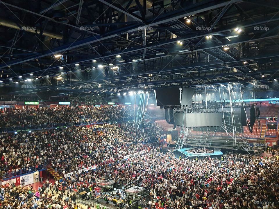 Backstreet Boys concert in Italy in 2019 with DNA World Tour. The Mediolanum Forum Assago in Milan.
