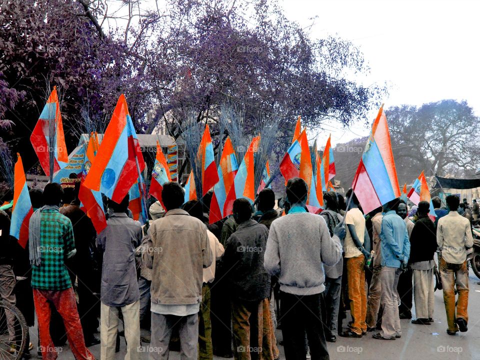 Crowd with flags