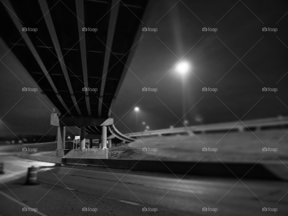 cross bridge along the highway in Black & White.