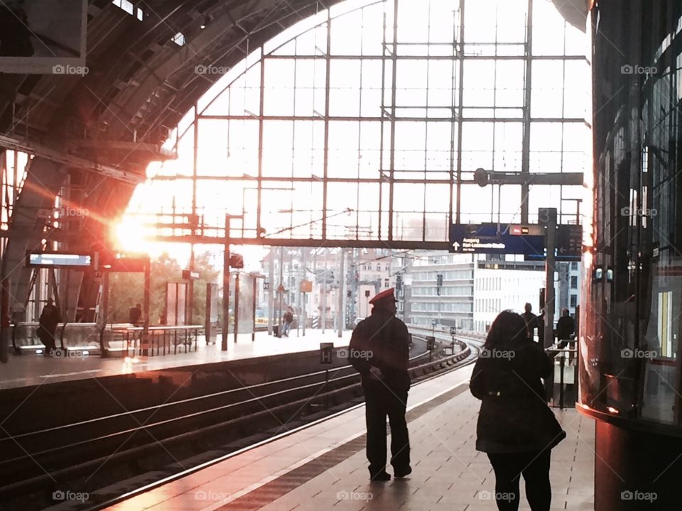 Train Station Sunset. Hauptbahnhof 
