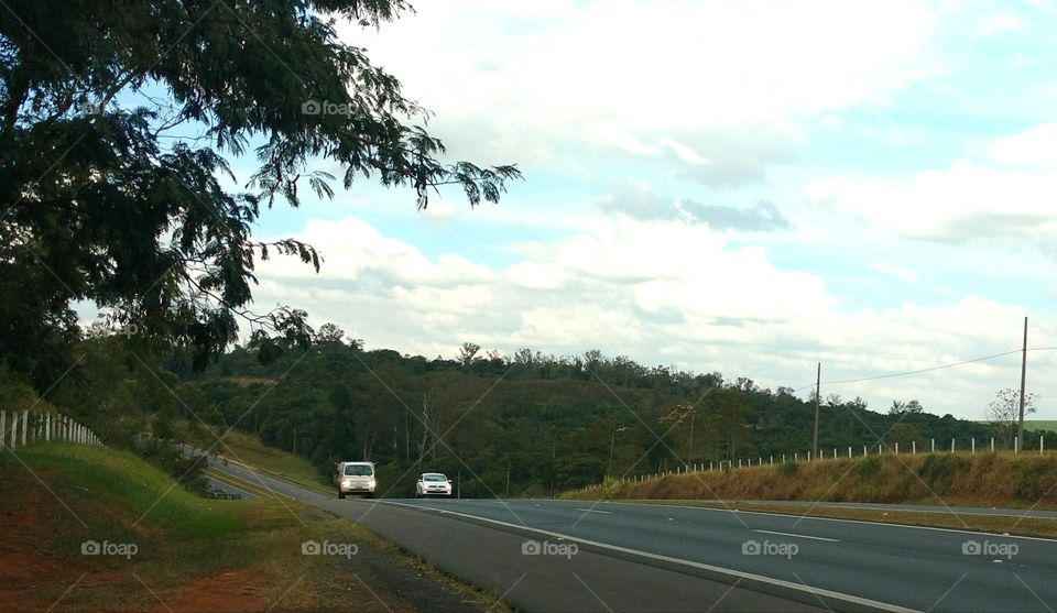 Two cars on the highway
