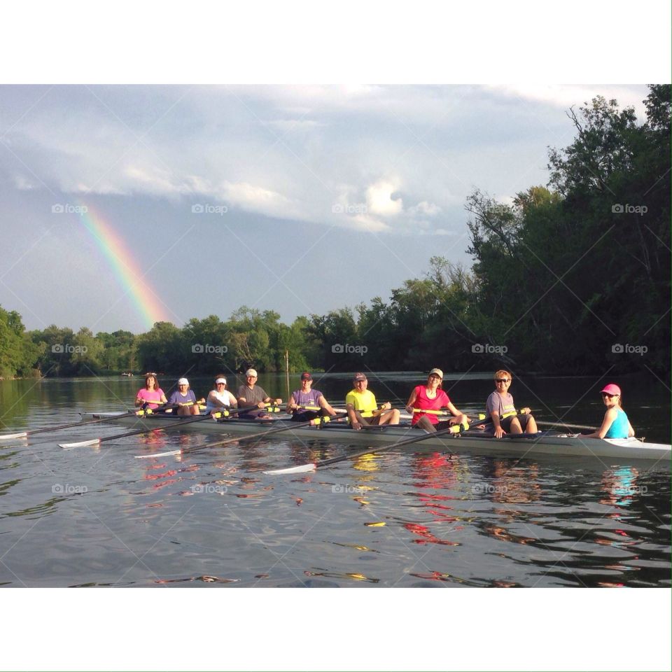 Rower paddling in lake