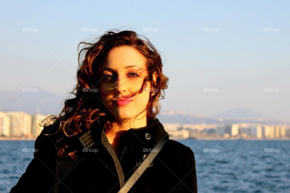 Blowing hair in the wind 