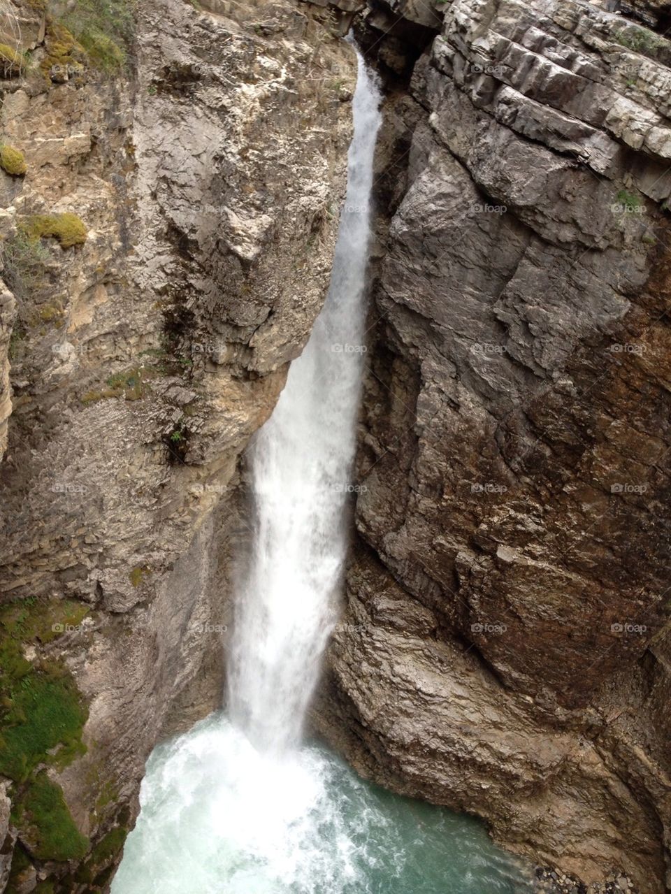 Narrow falls. Waterfall