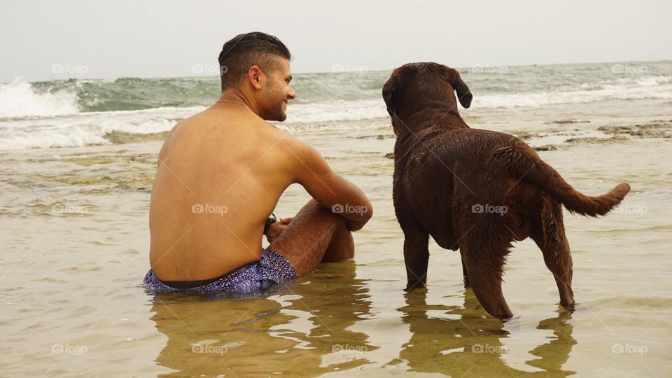 Sea#human#dog