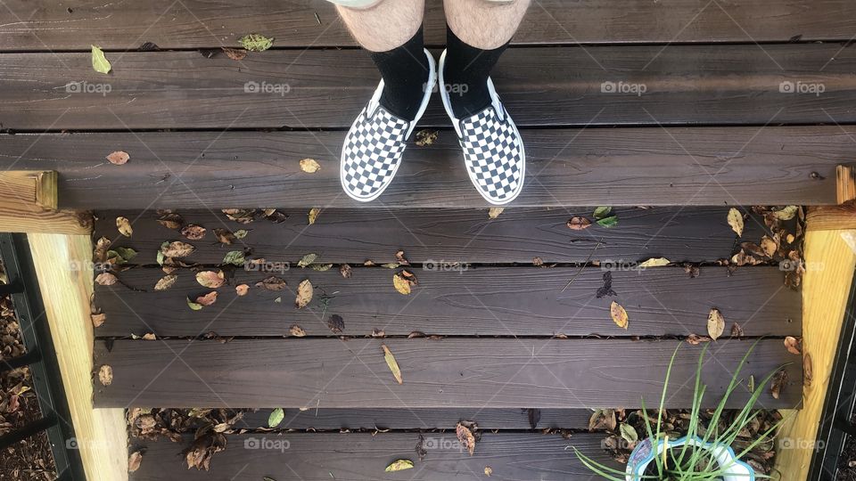 vans tall socks standing on porch steps autumn outdoors fun outside october