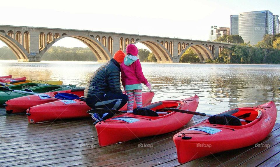 Father, Daughter and Kayaks