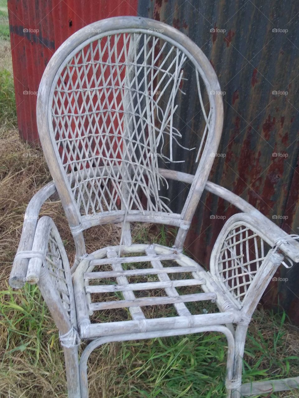 broken wicker chair