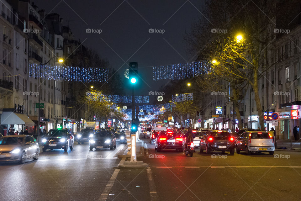 paris streets with christmas decoration