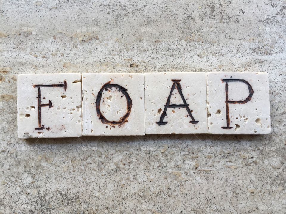Foap name on carved marble pieces