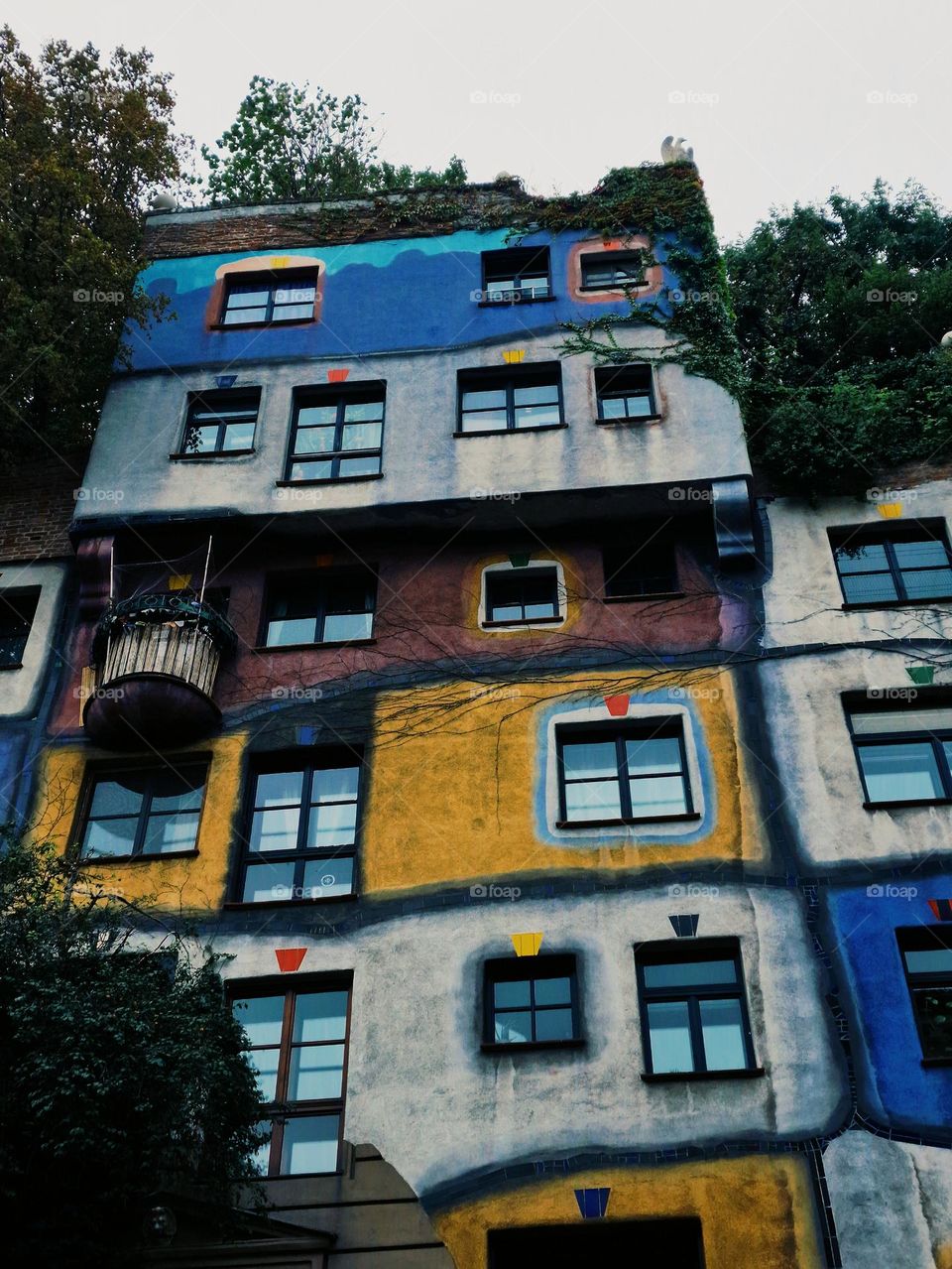 Colored building.