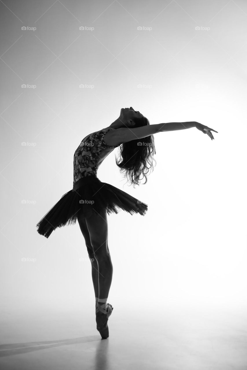 ballerina black and white photo