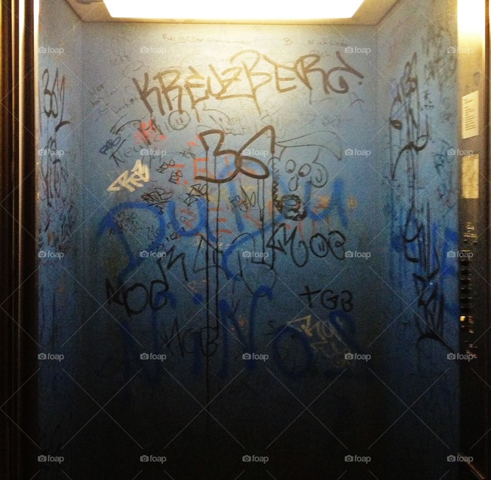 Elevator graffiti