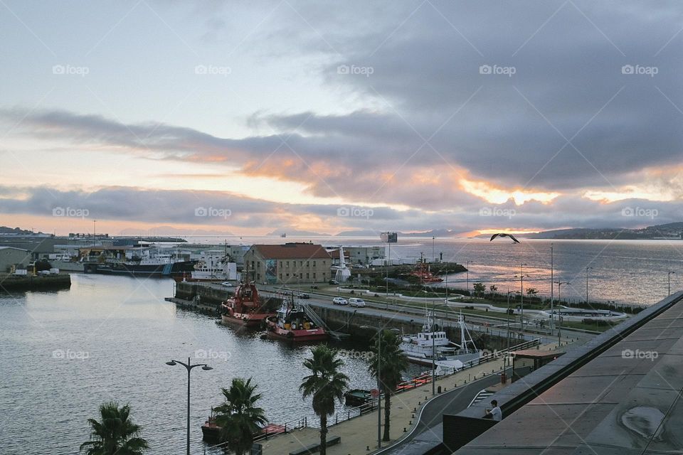 sunset in Vigo harbour